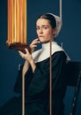 Medieval young woman as a nun, creative design, art vision Royalty Free Stock Photo