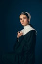 Medieval young woman as a nun Royalty Free Stock Photo