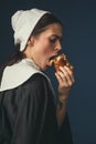 Medieval young woman as a nun Royalty Free Stock Photo