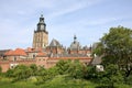 Medieval Zutphen, town wall and Walburgis church Royalty Free Stock Photo