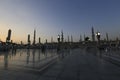 MEDINA, KINGDOM OF SAUDI ARABIA KSA Muslims marching in front of the mosque of the Prophet Muhammad