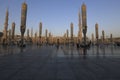 MEDINA, KINGDOM OF SAUDI ARABIA KSA Muslims marching in front of the mosque of the Prophet Muhammad