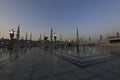 MEDINA, KINGDOM OF SAUDI ARABIA KSA Muslims marching in front of the mosque of the Prophet Muhammad