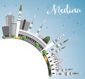 Medina Skyline with Gray Buildings, Blue Sky and Copy Space.