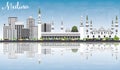 Medina Skyline with Gray Buildings, Blue Sky and Reflections.