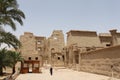 Medinet Habu. The great mortuary temple built by Ramses II. Rich Hieroglyphics and ancient symbols. Luxor, Egypt. Royalty Free Stock Photo