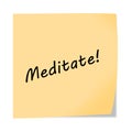 Meditate 3d illustration post note reminder on white with clipping path