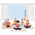 Meditate yoga class, calm exercise and relax Royalty Free Stock Photo