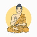 Meditating buddha cartoon illustration design Royalty Free Stock Photo