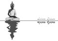 Meditating Buddha posture in silver and black colors with reflec