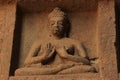 Meditating Buddha statue sculpted inside Kanheri Caves, Sanjay Gandhi National Park