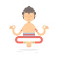 Meditating cartoon man yogi character