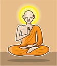 Meditating floating Monk vector Art