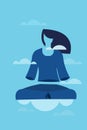 A girl doing deep meditation in the clouds and feels no body Royalty Free Stock Photo