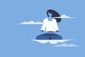 A girl doing meditation as she floats on the clouds and feels no body Royalty Free Stock Photo