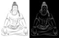 Meditating God Shiva line art