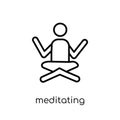 Meditating icon. Trendy modern flat linear vector Meditating icon on white background from thin line Activity and Hobbies collect