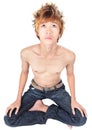 Meditating Korean yoga punker Royalty Free Stock Photo