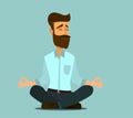 Meditating man over isolated background. Keep calm. Vector illustration in cartoon style