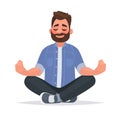 Meditating man over isolated background. Keep calm. Vector illustration
