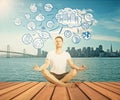 Meditating man thinking about life Royalty Free Stock Photo