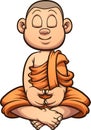 Cartoon meditating Buddhist monk kid