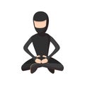 Meditating ninja cartoon icon