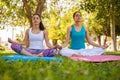 Meditating at a park