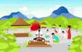 Meditating people flat vector illustration