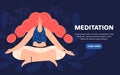 Meditating redhead woman. Concept of meditation. Girl with braids sits in the lotus position. Character design Royalty Free Stock Photo