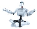 Meditating Robot. Technology concept. Isolated. Contains clipping path