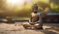 Meditating statue in lotus position brings harmony to ancient cultures generated by AI