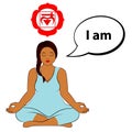 Meditating woman. I am - affirmation for chakra Muladhara.