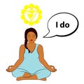 Meditating woman. I do - affirmation for chakra Manipura.