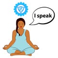 Meditating woman. I speak - affirmation for chakra Vishuddha.