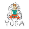 Meditating woman illustration.