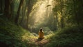Meditating women and men find spirituality in nature generated by AI