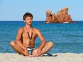 A meditating young man Royalty Free Stock Photo