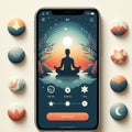 Meditation app interface with guided me strange old Royalty Free Stock Photo