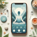 Meditation app interface with guided me new beautiful Royalty Free Stock Photo