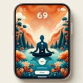 Meditation app interface with guided me rare odd Royalty Free Stock Photo