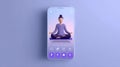 Meditation App Interface Showcasing a Serene User Practicing Mindfulness Indoors Royalty Free Stock Photo