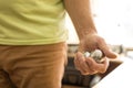 Meditation balls in a man`s hand Royalty Free Stock Photo