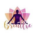 Meditation and breathing spiritual awakening silhouette in pink