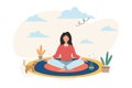 Meditation concept during work break, health benefits of body, mind and emotions, thought process Royalty Free Stock Photo