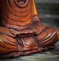 Meditation conceptual image with focus on Buddhas hands Royalty Free Stock Photo