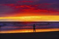 Meditation Watching Colorful Sunset Ocean Canon Beach Oregon Royalty Free Stock Photo