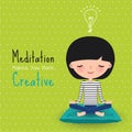 Meditation creative woman cartoon