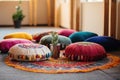 meditation cushions placed on a rug