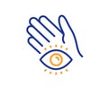 Meditation eye line icon. Yoga mind sign. Vector Royalty Free Stock Photo